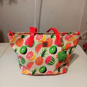 Beige tropical fruit tote